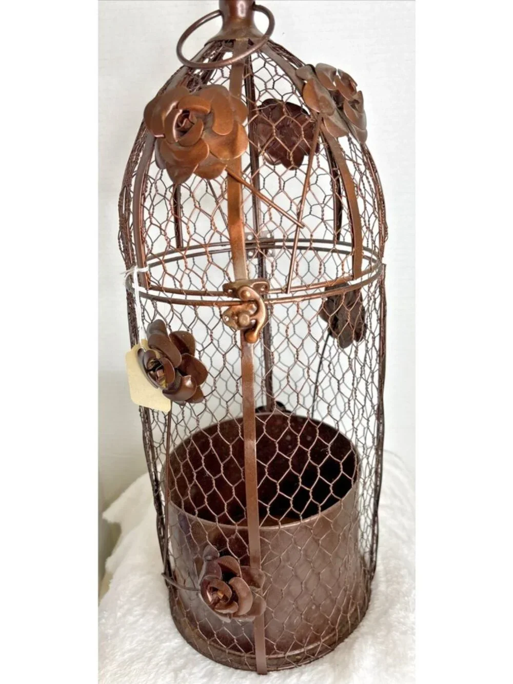 Rustic Wire bird Cage Decorative Farmhouse Cottage Garden Display Brown Metal